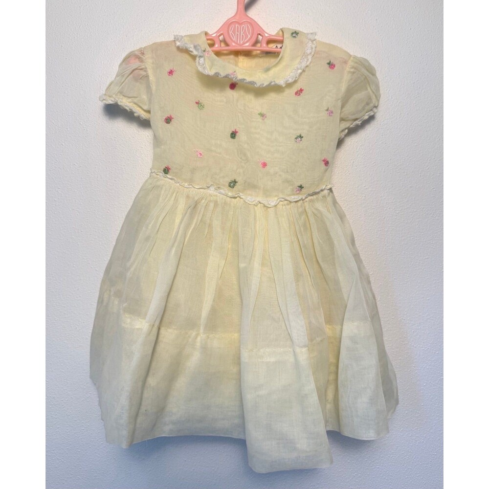Vintage Toddler Mary Jane Pastel Yellow Dress